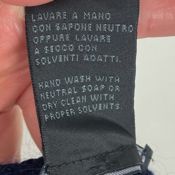 Roberto Collina Virgin Wool Superkid‎ Mohair Rectangular Scarf Fringe Navy Blue - Picture 5 of 11